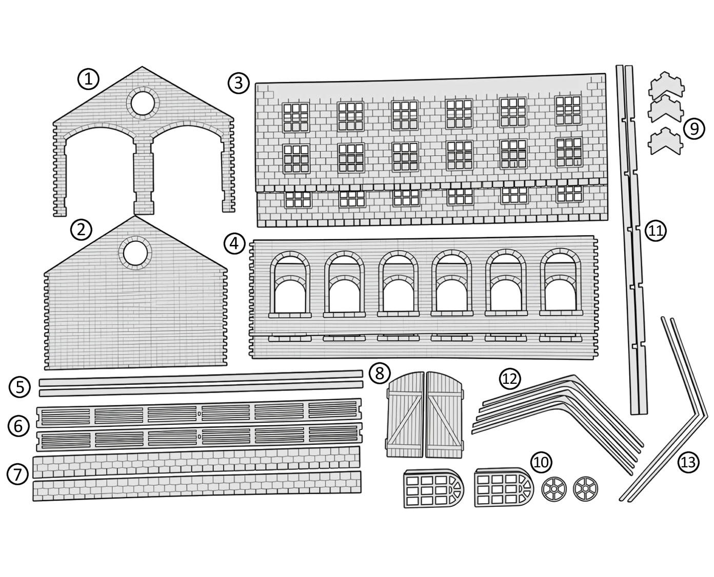 Railway Station Double Engine Shed Parts