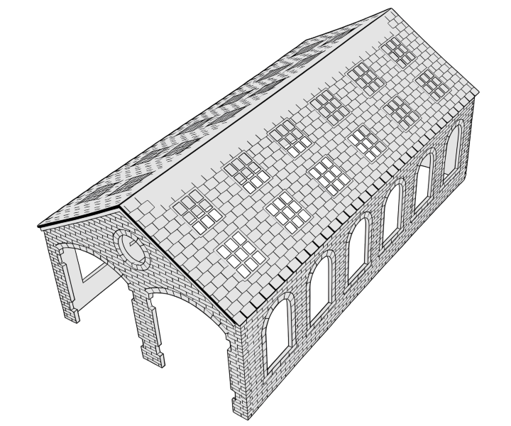 Railway Station Double Engine Shed Step 10